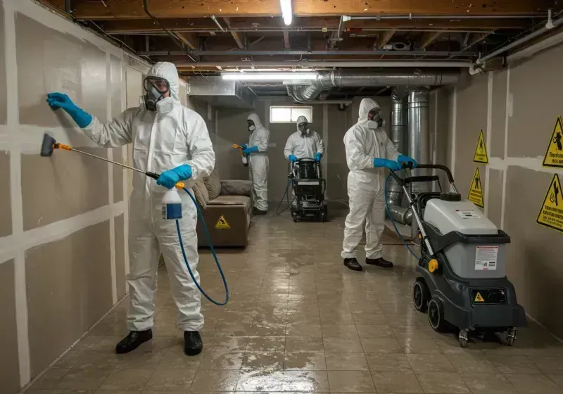 Basement Moisture Removal and Structural Drying process in Scotchtown, NY